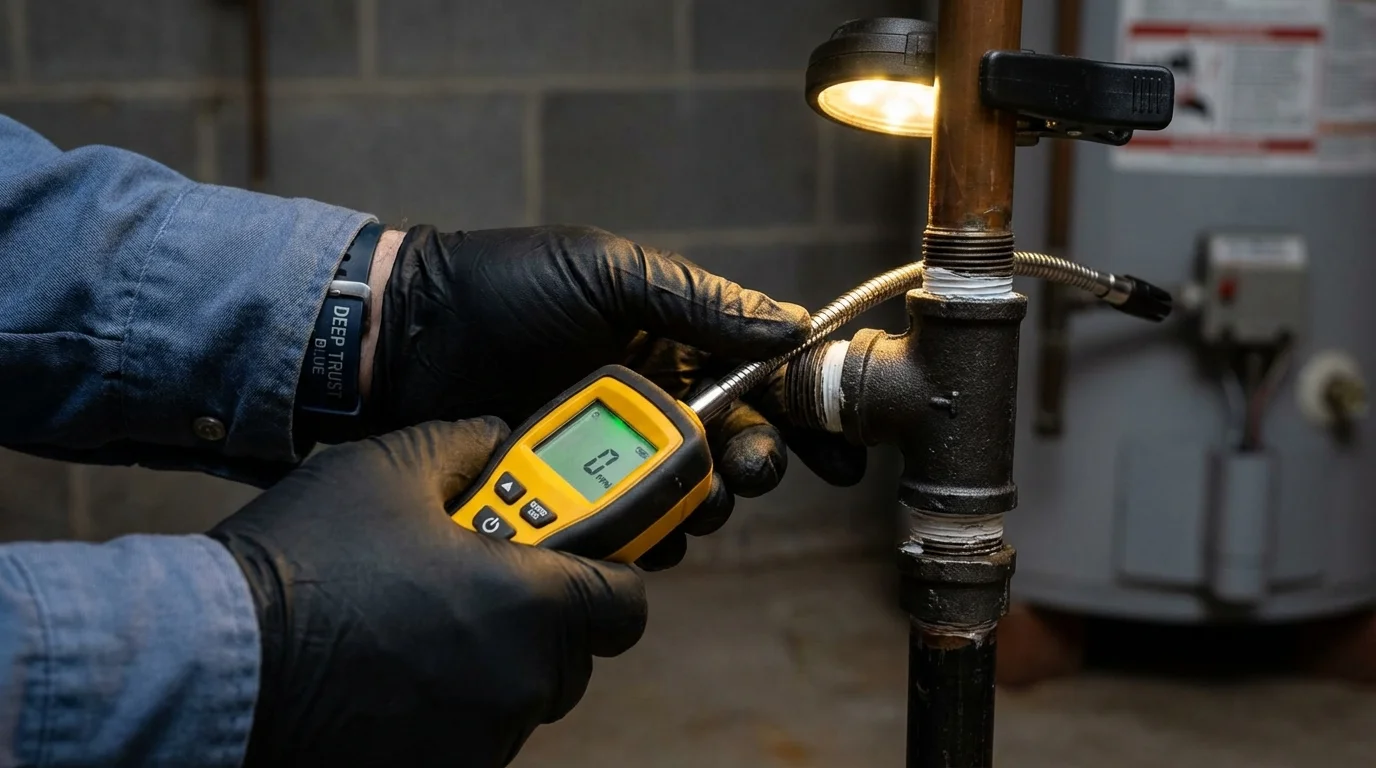 Gas leak detection with electronic sniffer by Johns Plumbing LLC in Platte City
