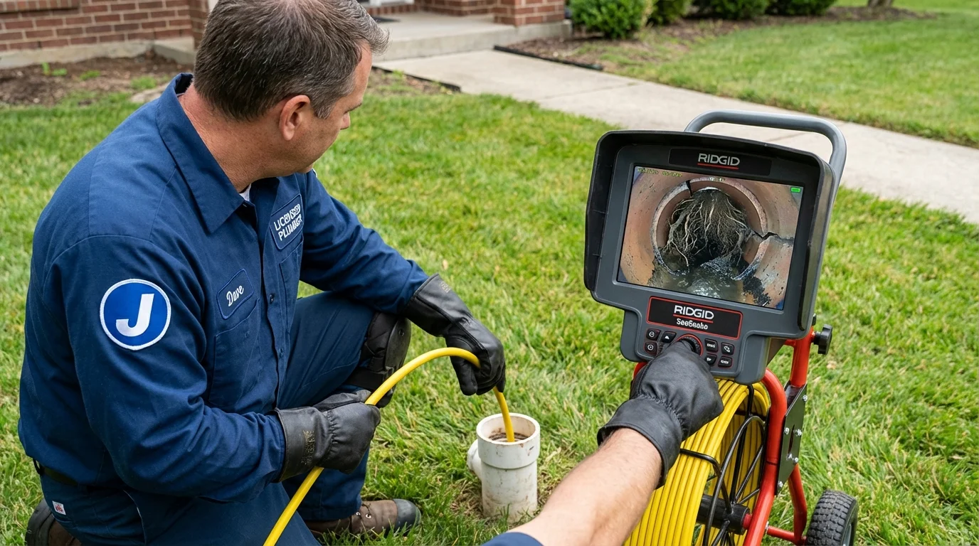 Sewer camera inspection being performed by Johns Plumbing LLC in Platte City