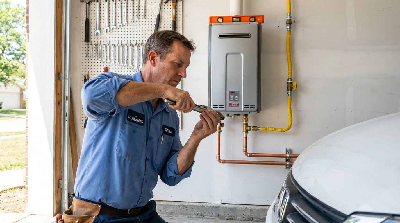 Tankless water heater installation by a Johns Plumbing LLC plumber in Platte City